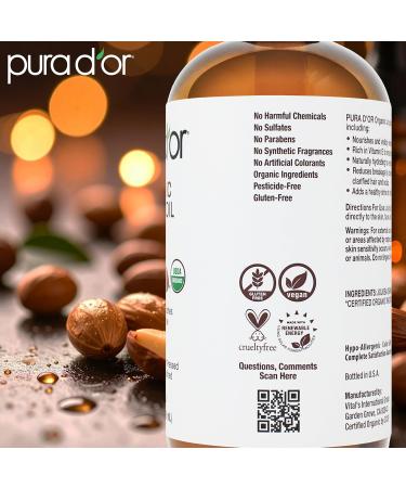 PURA D'OR 16.9 Oz Organic Jojoba Oil (GLASS BOTTLE) USDA Certified - 100% Pure & Natural Moisturizer - Cold Pressed Unrefined Hexane Free Base Carrier Oil For DIY Skin Care Hair Face & Nails 16.9 Fl Oz (Pack of 1) - Buy Online on GoSupps.com