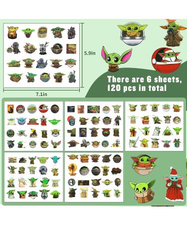 120 Pcs Baby Yoda Glow In The Dark Temporary Tattoos - Waterproof Grogu Stickers for Kids Birthday Party (6 Sheets) - Buy Online on GoSupps.com