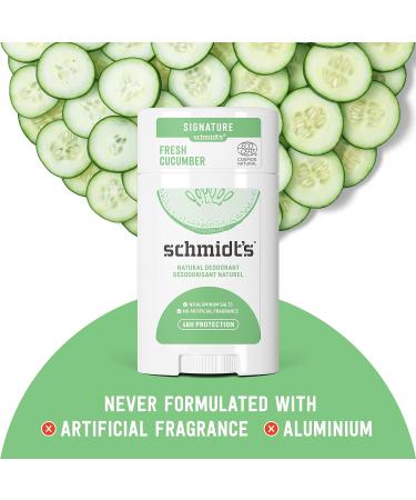 Schmidt's Fresh Cucumber Natural Deodorant 2.65 oz Pack of 4 | 24-Hour Odor Protection | Certified Natural, Vegan, Cruelty-Free - Buy Online on GoSupps.com