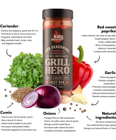 BBQ Moments Steak Seasoning Beef Rub Barbecue Dry Rub For Beef Steak Jerky Brisket BBQ Seasonings And Spices For Grilling 300g (10.58 Oz) 2-Beef Rub - Buy Online on GoSupps.com