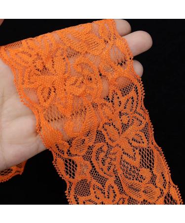 Elastic Lace Trim 10 Yards - Orange Floral Pattern Stretchy Lace Ribbon for Sewing, Garments, Crafts, and Gift Wrapping - Buy Online on GoSupps.com