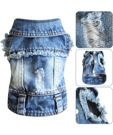 Stylish Pet Dog Denim Jacket Vest | Fashionable Dog Clothing for Small & Medium Dogs & Cats | Summer T-Shirt & Sweater | XS & B Sizes Available - Buy Online on GoSupps.com