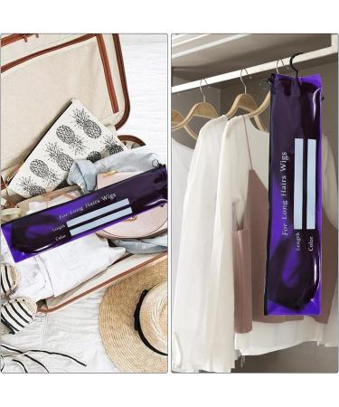Hair Extension Storage Bag Wig Holder Storage | PVC Space-Saving Design Extra Long Wig Organizer For Men Women Travel Friendly Purple - Buy Online on GoSupps.com