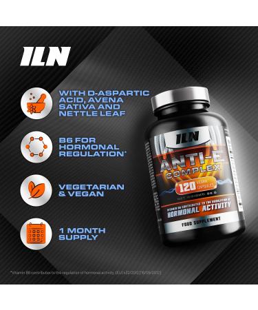 Anti-E Complex for Men - Natural Blocker with D Aspartic Acid, Nettle Leaf, Resveratrol - 1 Month Course - 120 Capsules - Buy Online on GoSupps.com