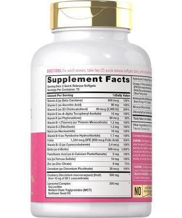 Carlyle Multivitamin for Women | 150 Softgels | Iron, Collagen, Biotin | Non-GMO & Gluten Free - Buy Online on GoSupps.com