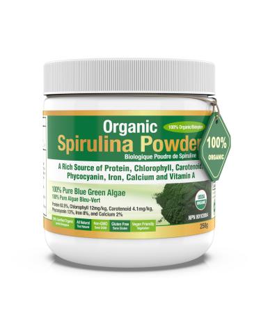 Herba Organic Spirulina Powder 250g Certified USDA Organic & Tested for Heavy Metals | Made in Canada | Pure Spirulina Powder Organic Canada