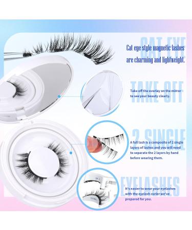 ALICROWN Magnetic Eyelashes - Fluffy No Glue Needed Cat Eye Fake Lashes | Natural Strip Lashes with Applicator | Durable Wispy 1 Pair - Buy Online on GoSupps.com