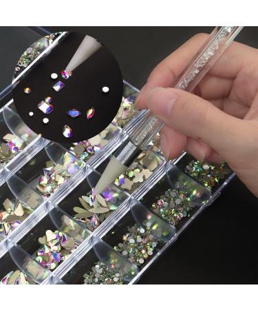 Nail Gems Multi Shapes 3D Glass Ab Crystal Rhinestones Kit | Crystal Glass Ab Rhinestone Gems Flatback Round Bead Charm Gem Stone Jewelry Nail Crystals for Acrylic Nails Pochy - Buy Online on GoSupps.com