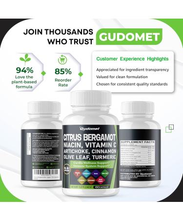 Citrus Bergamot Berberine Odorless Garlic Olive Leaf Cinnamon Black Chokeberry Turmeric Artichoke Black Pepper -150 Capsules 150 count (pack of 1) - Buy Online on GoSupps.com