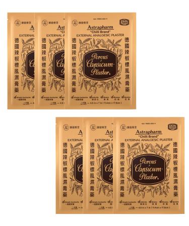 Chilli Brand Plaster Porous Capsicum Heat Patch for Arthritis & Back Muscle Knee Gout Neck Pain - Extra Strength Pain Relief Plaster 7" x 4.5" (Size: L 6 Sheets)