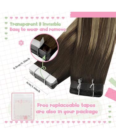 Youngsee Ombre Tape In Hair Extensions - Real Hair Dark Brown to Blond 50g 20pcs - Perfect for Balayage & Cancer Patients - Buy Online on GoSupps.com