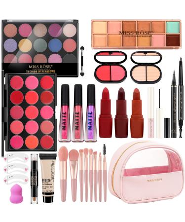 MISS ROSE M All In One Makeup Kit, Makeup Kit for Women Full Kit,Multipurpose Women's Makeup Sets,Beginners and Professionals Alike,Easy to Carry(Pink)