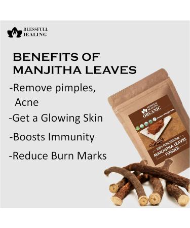 Blessfull Healing Organic 100% Pure Natural Manjistha Leaves Powder | 100 Gram / 3.52 oz Pack Of 1 - Buy Online on GoSupps.com