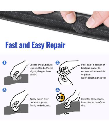 Tirellix 24-Pcs Bike Tire Patch Kit for Bicycle, Motorcycle & Mountain Bike - Glueless Tube Patch Repair with 2 Scuffers and Portable Cases - Buy Online on GoSupps.com