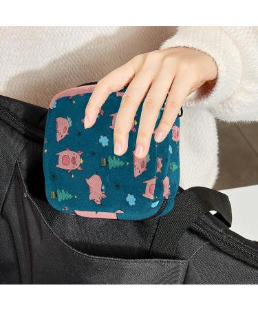 Stylish Menstruation Pad Bag with Zipper | Zippered Napkin & Tampon Bag for Women & Girls | Funny Pigs with Wings Design - Buy Online on GoSupps.com