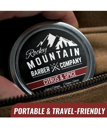 Rocky Mountain Barber Company Solid Cologne for Men Citrus & Spice Scent 2 Oz Size - Made with Coconut Oil Shea Butter - Long-Lasting Scent - Buy Online on GoSupps.com