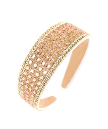 Gmmidea Rhinestone Headband for Women - Sparkling Crystal Diamond Embellished Fashion Hair Accessory | Wide Padded Silver Headband with Glitter - Ideal for Girls - Gold - Buy Online on GoSupps.com