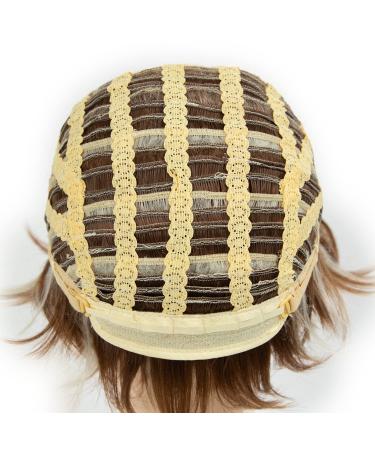Short Brown Curly Wig with Blonde Highlights - Layered Synthetic Pixie Cut Wavy Wig for White Women - Ideal for Daily & Party Wear - Buy Online on GoSupps.com