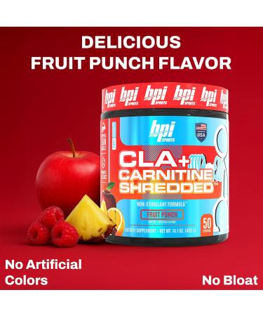 BPI Sports CLA + Carnitine Shredded - Convert Fat Cells Into Energy and Supports Lean Muscle Boost Metabolism - Non-Stimulant L-Carnitine Supplement - Fruit Punch (14.1 oz. / 50 Servings) - Buy Online on GoSupps.com