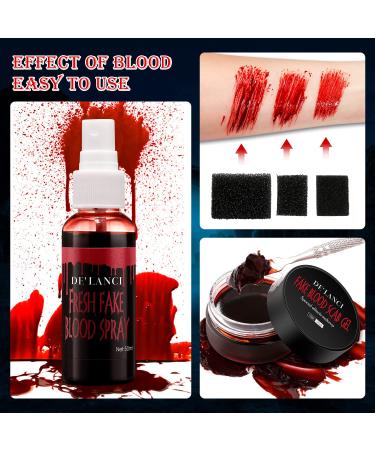 Halloween Fake Blood Makeup Kit - Edible Fake Blood Gel Spray & Coagulated Blood - Realistic SFX Makeup for Zombie Vampire & Monster Cosplay - International Shipping Available - Buy Online on GoSupps.com