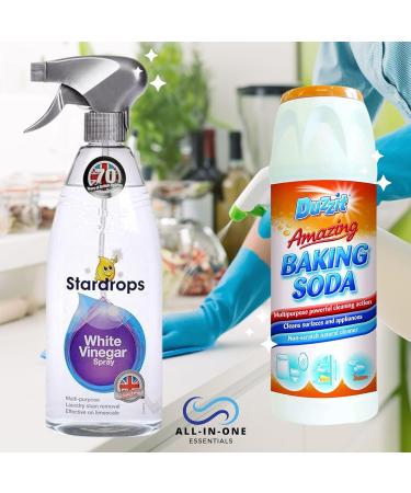 Multi Purpose Cleaning Bundle With Stardrops White Vinegar 850ml Duzzit Baking Soda For Cleaning 500g 2x Scotchbrite Sponge Scourer and Oven General & Carpet Cleaning Tips - Buy Online on GoSupps.com