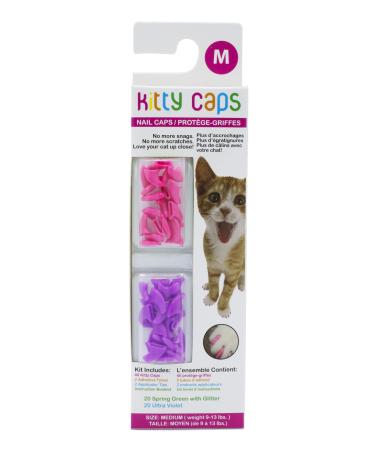 Kitty Caps Nail Caps for Cats, Multiple Sizes - Cat Claw Covers in Hot Purple & Hot Pink - Safe, Stylish & Humane Alternative to Declawing - Stops Snags and Scratches, Cat Claw Caps 1-Pack Medium (9-13 lbs)