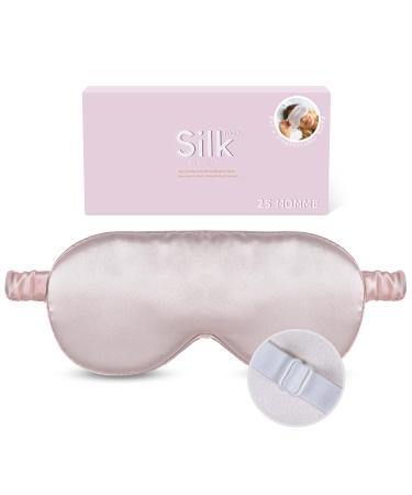 Organic Natural Silk Sleep Mask: 100% Mulberry Silk 25 Momme 6A Soft Pure Weighted Eye Mask for Sleeping with Adjustable Strap Zero Pressure Blindfold Nap Travel Essentials Gift (Pink 25 Momme) 1 Count (Pack of 1) Pink