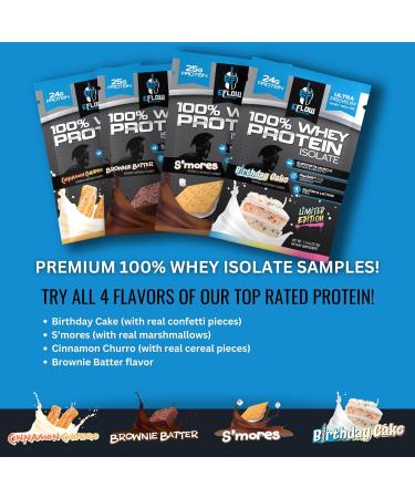 eFlow Nutrition Whey Protein Sample Variety - Isolate Protein Powder Samples Low Calorie Fast-digesting Premium Quality Travel Packs Low Carb (4 Pack) - Buy Online on GoSupps.com