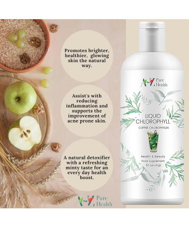 A to Z Pure Health Liquid Chlorophyll Drops Daily Health & Beauty Detox Supplement Skin Health Anti-Inflammatory & Healing Properties 50 Servings - Mint - Buy Online on GoSupps.com