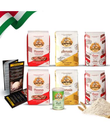 DELICRET - Test package - 2x 1kg Caputo Cuoco 2x 1kg Caputo Pizzeria 2x 1kg Caputo Semola + 1x 100g Caputo Lievito dry yeast test package caputo