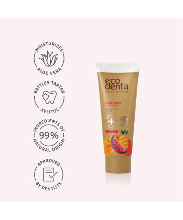 Ecodenta Kids Fluoride-Free Organic Juicy Fruit Toothpaste 75ml - Bubblegum Taste - Natural Children's Toothpaste - Pack of 1 - Buy Online on GoSupps.com
