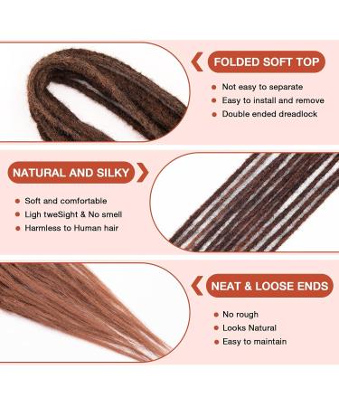 Handmade Ombre Reddish Brown Dreadlocks - No Lifting 60cm Double Ended Extensions 10 Strands Thick 0.6cm Crochet Hair for Women - Buy Online on GoSupps.com