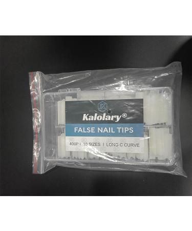 Kalolary 400 Pcs Extra Long U-Curve Acrylic Nail Tips - Natural Color Full Cover C Curve Fake Nails for Nail Art & Extensions - Buy Online on GoSupps.com