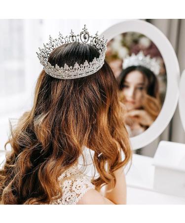 AW BRIDAL Crystal Wedding Tiara Crown - Rhinestone Queen Crown for Women - Silver Bridal Party Hair Accessory - Buy Online on GoSupps.com