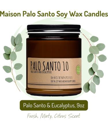 Soy Wax Candle - Palo Santo & Eucalyptus Aromatherapy for Stress Relief Chakra Balancing & Meditation - 9 oz - Buy Online on GoSupps.com