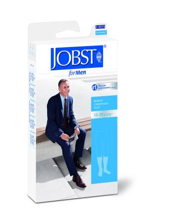BSN medical/Jobst 113105 Men's Casual Socks Knee High 15-20 mmHg Closed Toe Large Full Calf Black Pair