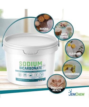 Sodium Bicarbonate 5Kg Bucket - Food Grade Baking Soda (E500 Pharmaceutical/FCC Grade) Pure Fine Powder - Buy Online on GoSupps.com