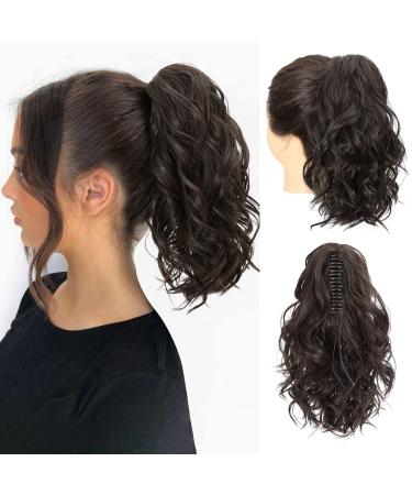 REECHO Ponytail Extension Claw Clip in Ponytail Hair Extensions 12 Inch Short Curly Ponytail Natural Wavy Synthetic Hairpiece for Women Black Brown 12 Inch Black Brown - Buy Online on GoSupps.com