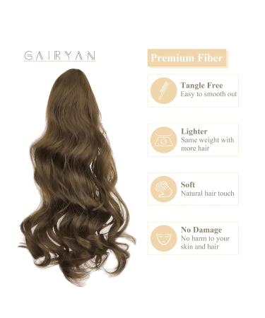 Gairyan 45cm Chestnut Brown Ponytail Extensions - Clip-In Curly & Wavy Synthetic Hair for Women - Buy Online on GoSupps.com