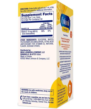 Enfamil Baby Vitamin D Drops Strong Teeth & Bones for Newborns | Gluten-Free | 50 Day Supply - Buy Online on GoSupps.com