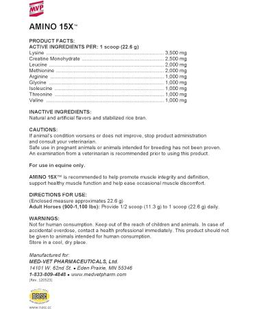 Amino 15X (3 lb) - Supports Healthy Muscle Function & Repair in Horses | Premium Equine Supplement - Buy Online on GoSupps.com