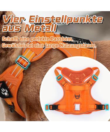 Rabbitgoo Large Dog Harness - Durable Adjustable Tactical Harness with Handles for Hiking Anti-Train Design Orange (1 Pack) - Buy Online on GoSupps.com