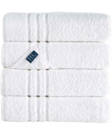 Hammam Linen White Bath Towels 4-Pack - 27x54 Soft and Absorbent, Premium Quality Perfect for Daily Use 100% Cotton Towel 600 GSM 27 in X 54 in Towel White