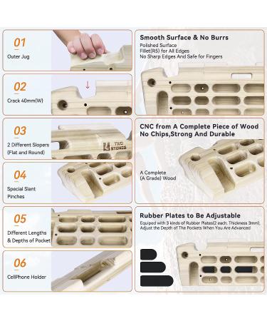 Wooden Hangboard for Rock Climbing | Phone & Band Holder | varied grips - Buy Online on GoSupps.com