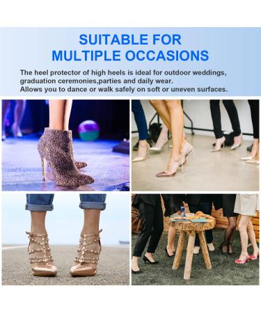 AIEX 12 Pairs High Heel Protectors - Black & Clear Semicircle Caps for Grass & Gravel - 6 Sizes for Stable Walking - Ideal for Weddings & Outdoor Activities - Buy Online on GoSupps.com