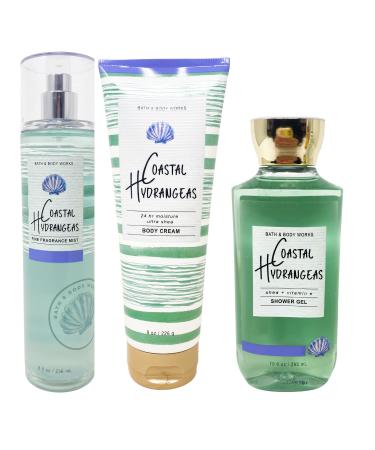 COASTAL HYDRANGEAS Trio Gift Set - Fine Fragrance Mist - Shower Gel - Ultra She Body Cream