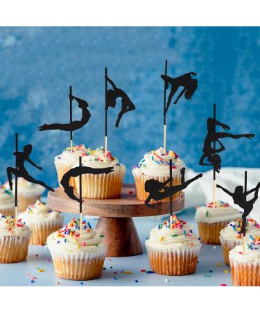 Arthsdite 24 Pcs Pole Dance Girl Cupcake Toppers Black Glitter Pole Dancing Cupcake Picks Bachelorette Bridal Shower Birthday Party Cake Decorations Supplies - Buy Online on GoSupps.com
