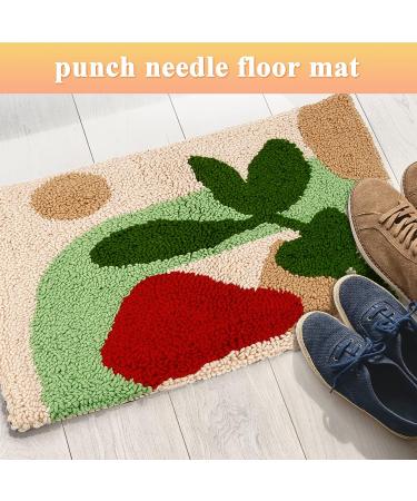 Pllieay Punch Needle Rug Kit - Square Carpet with Wood Frame, Plants Pattern, Yarns & Tools for Adult Beginners - Buy Online on GoSupps.com