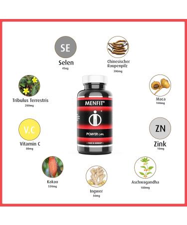 MENFIT® Power Powerful & Potent for the Active Man Unique Formula with Tribulus Terrestris, Cordyceps Sinensis, Maca, Selenium, Ashwagandha, Ginger, Vitamin C, Zinc - Buy Online on GoSupps.com