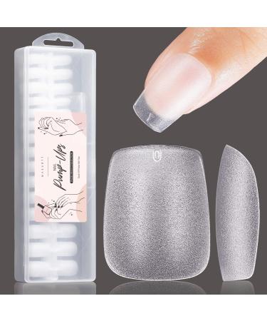 Makartt Coffin Nails Tips Extra Short 360 PCS Pre-buffed Soft Gel Nail Tips Full Cover 15 Sizes in Box Pre-shaped Ballerina Fake Nails Clear Press On Nails Soak Off Gelly Tips Nail Extension Supplies